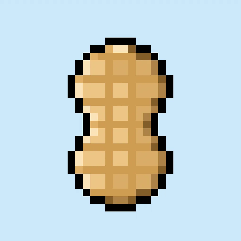 Cute Pixel Art peanut on Blue Background