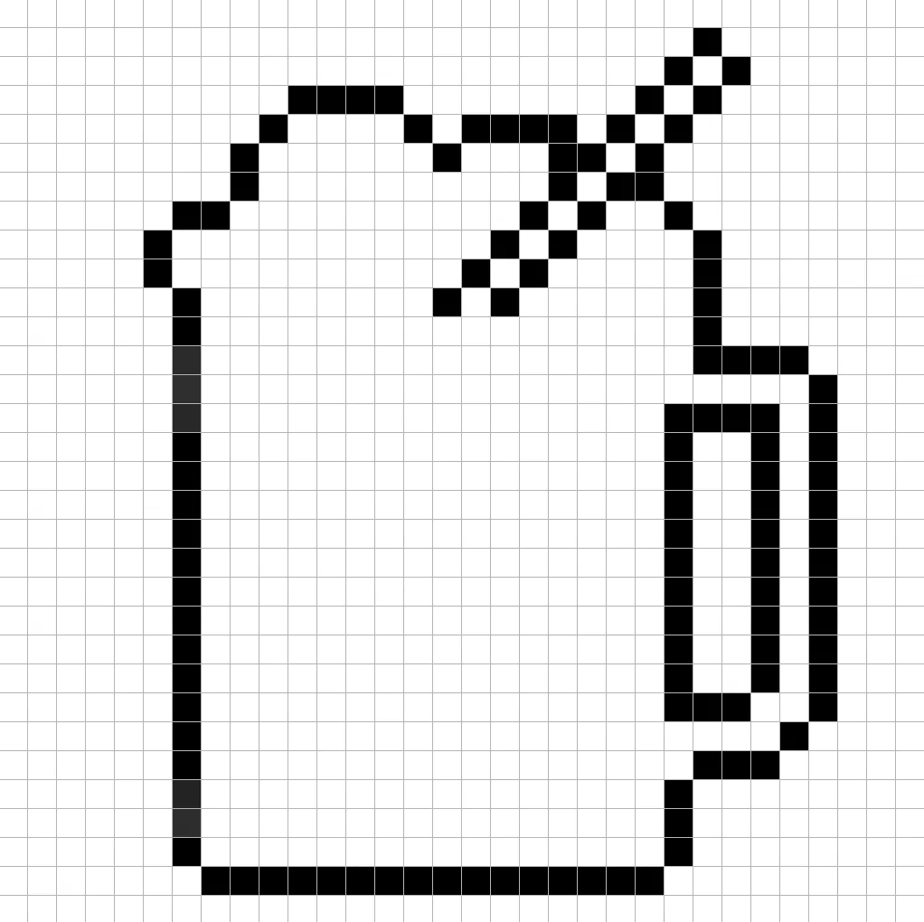 Un contour de la grille de racinette en pixel art, semblable à une feuille de calcul