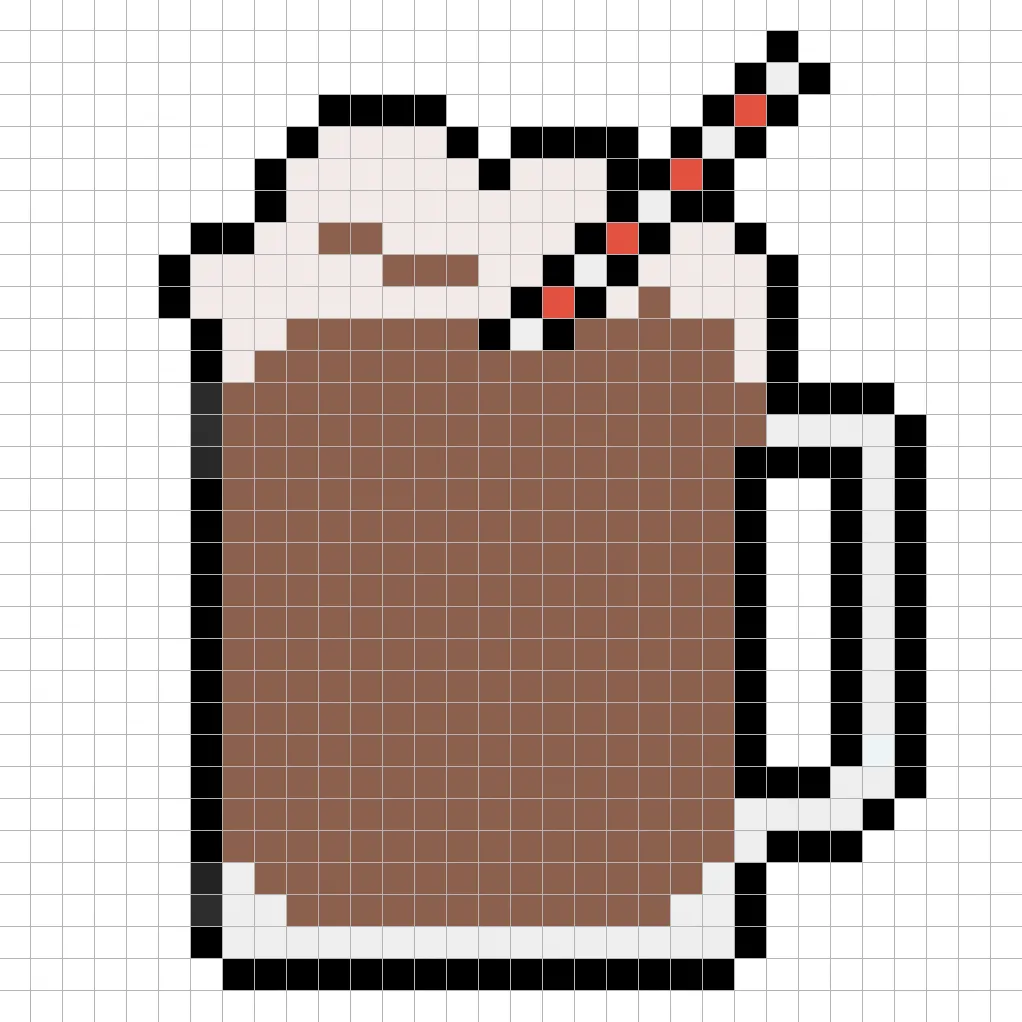 Racinette simple en pixel art avec des couleurs solides