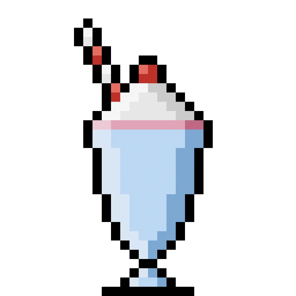 Kawaii pixel art shake on a transparent background