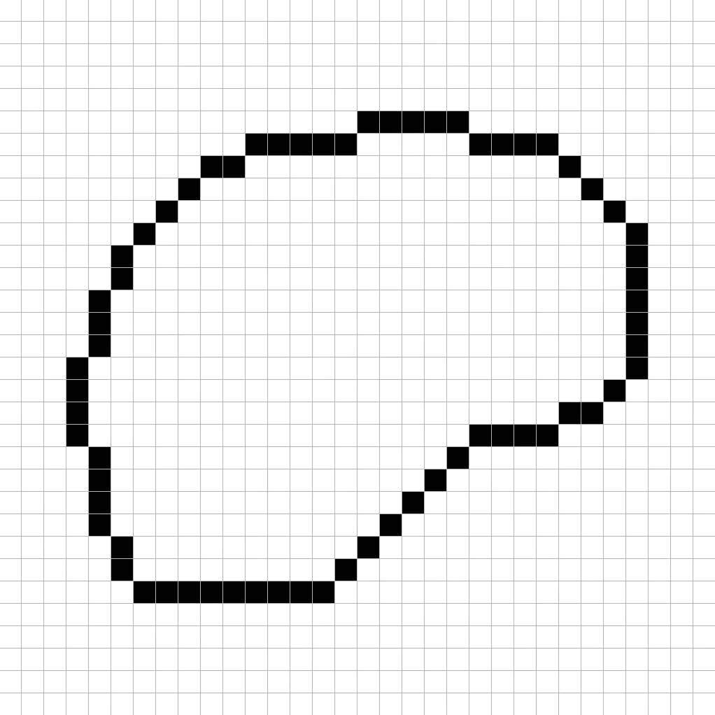 Un contorno de la cuadrícula de Bistec en pixel art similar a una hoja de cálculo