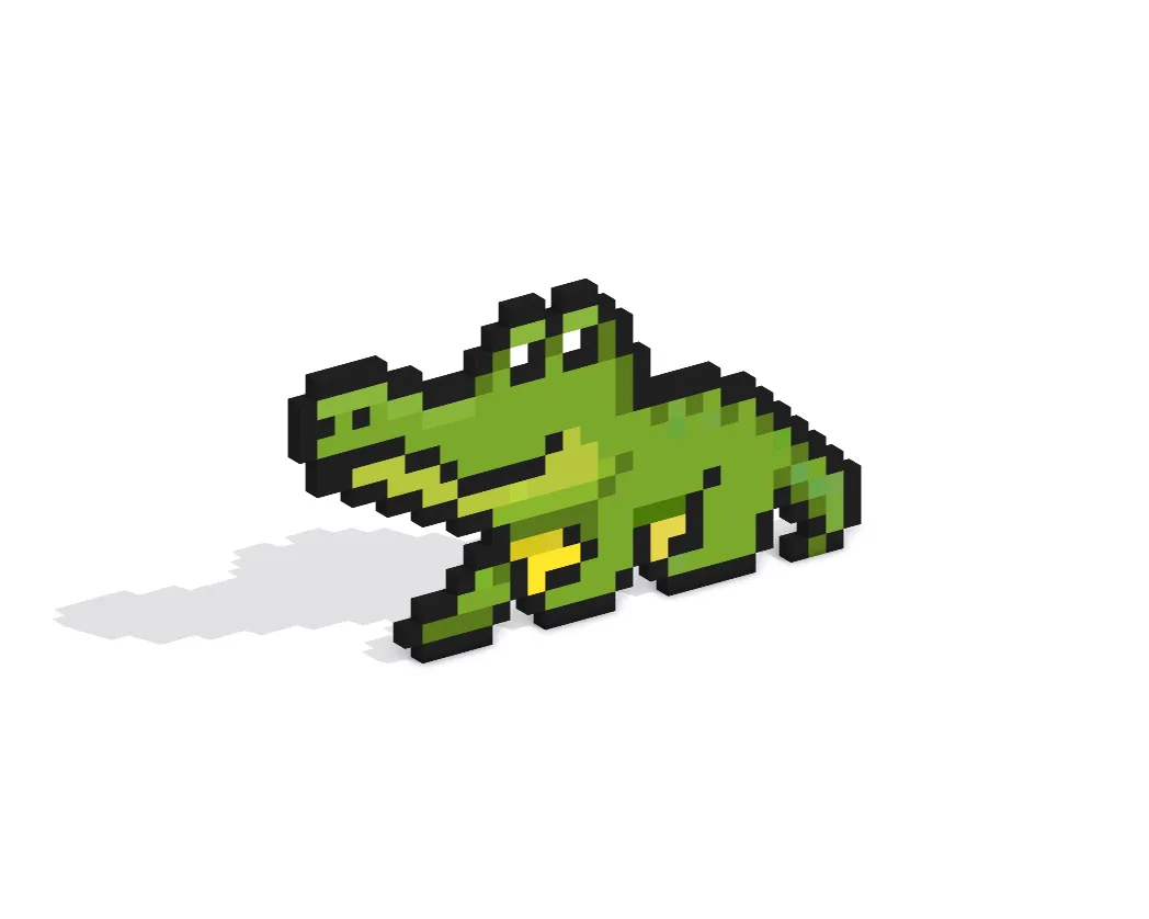 3D Pixel Art Alligator