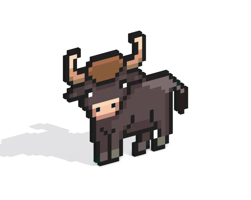 3D Pixel Art Baby Bull