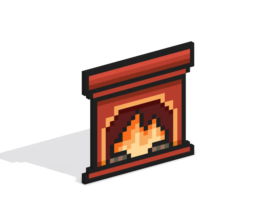 3D Pixel Art Fireplace