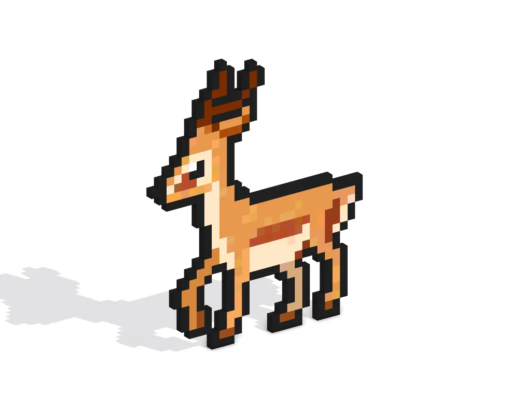 3D Pixel Art Gazelle