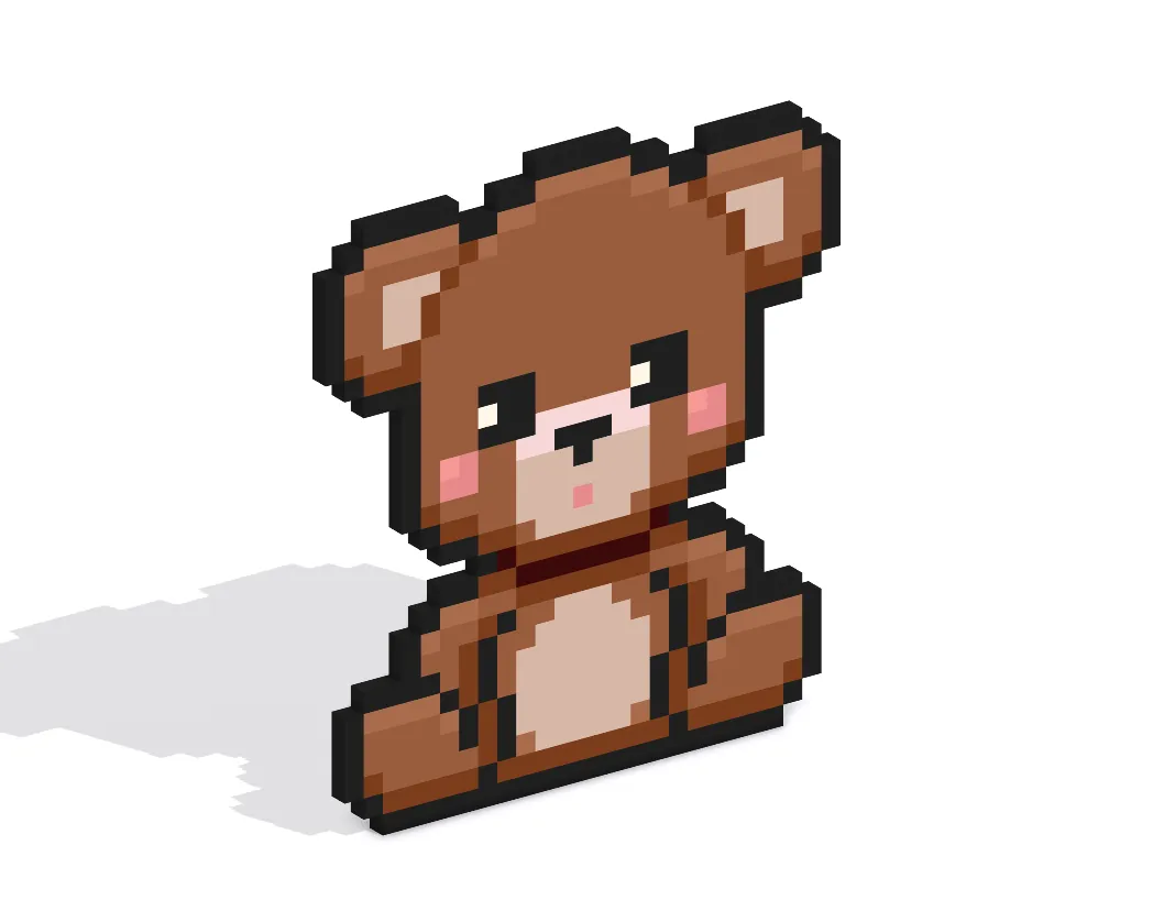 3D Pixel Art Teddy Bear