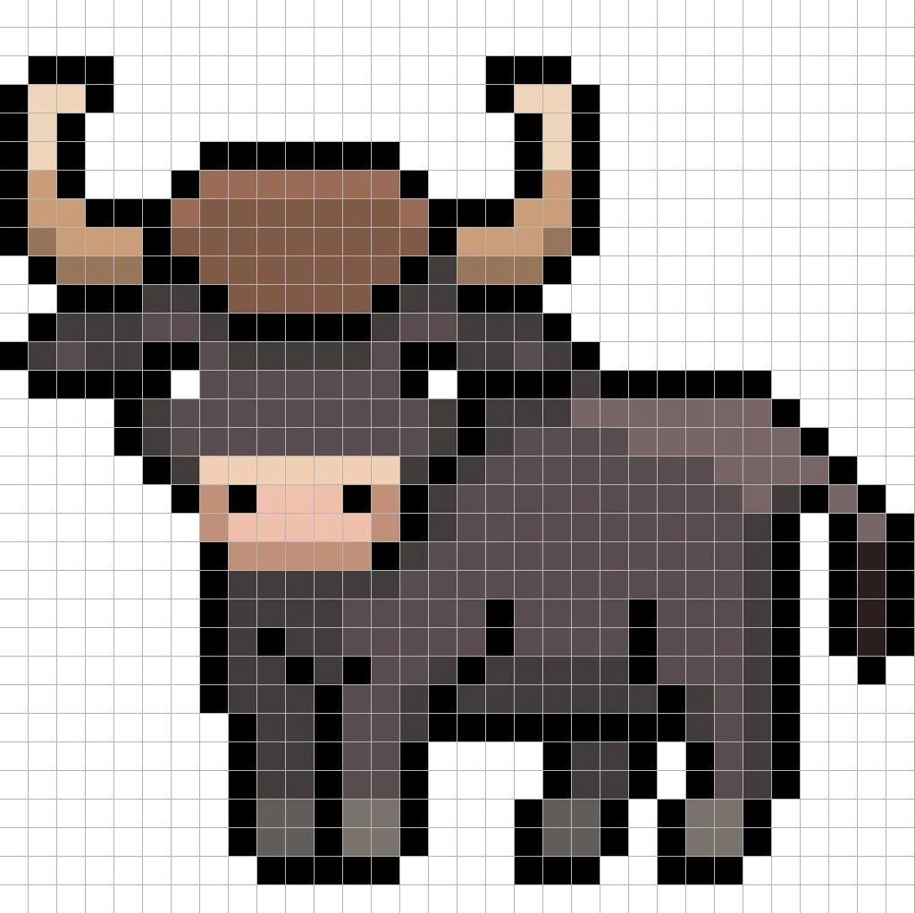 Adding highlights to the 8 bit pixel baby bull