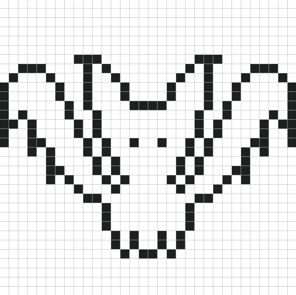 Un contorno del murciélago en pixel art similar a una hoja de cálculo