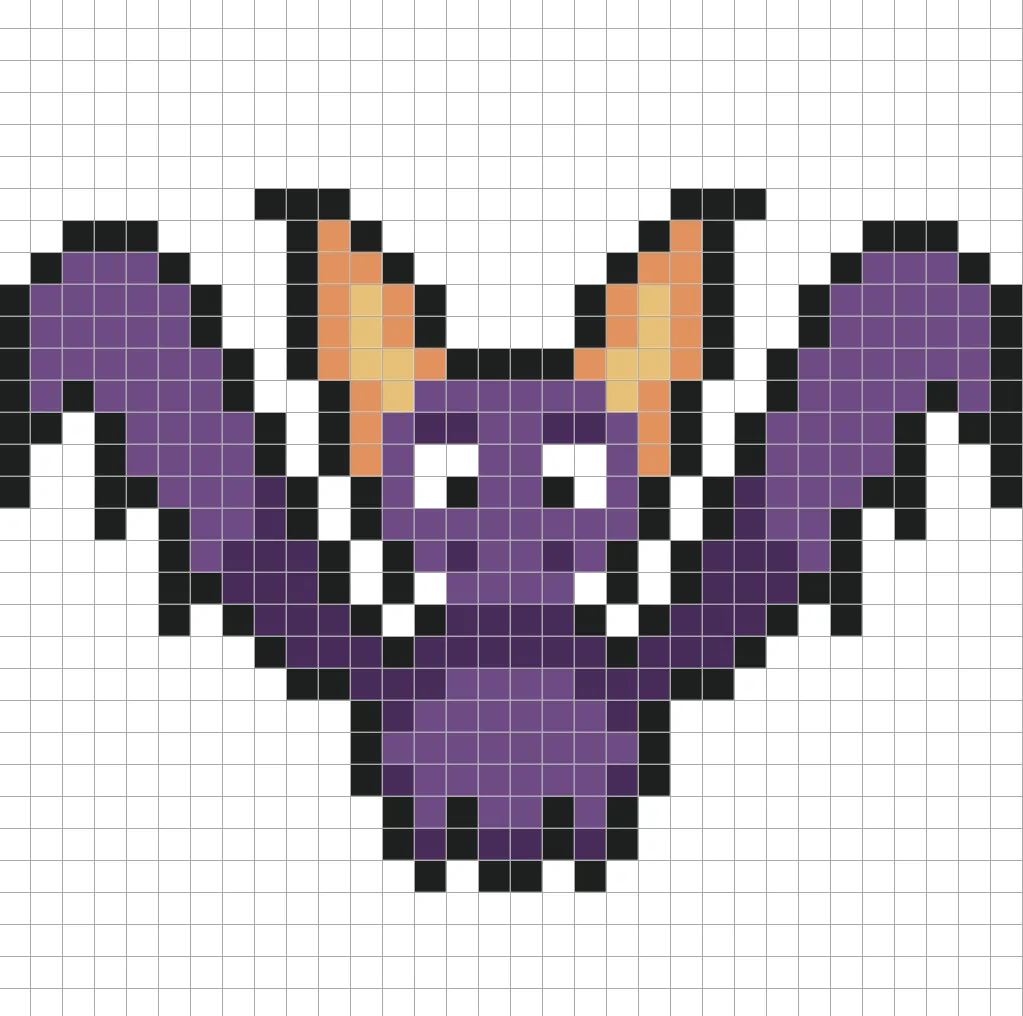 Chauve-souris en pixel art 32x32 avec des ombres pour donner de la profondeur à la Chauve-souris