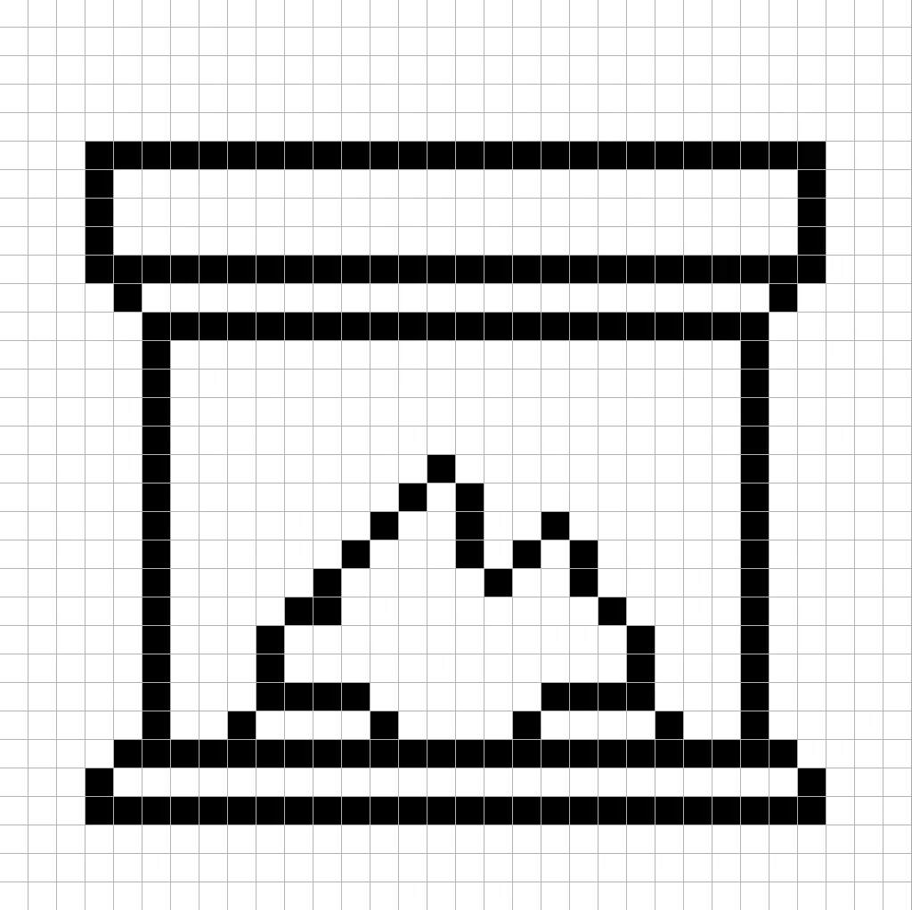 An outline of the pixel art fireplace grid similar to a spreadsheet