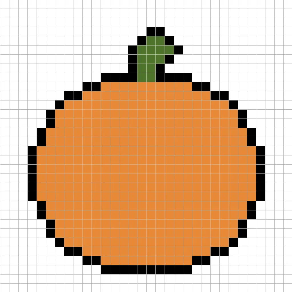 Simple pixel art pumpkin with solid colors