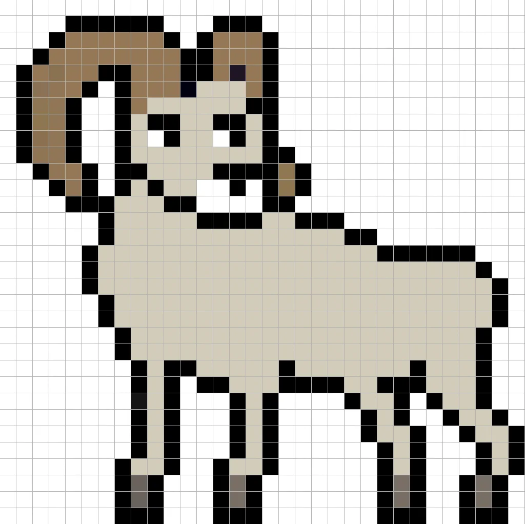 Simple pixel art ram with solid colors