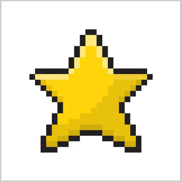 A final image of a cute pixel art star with the no gridlines