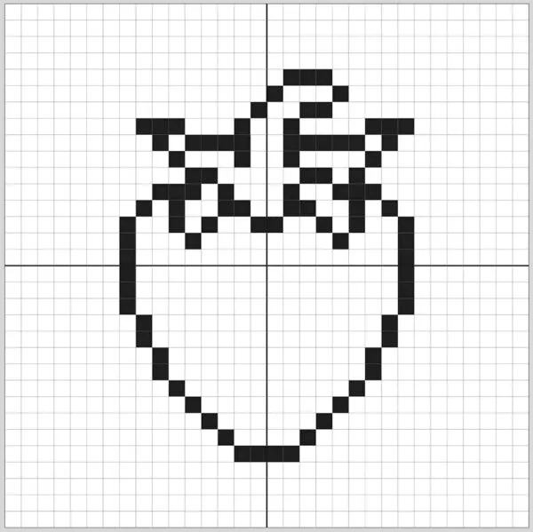 The pixel art strawberry outline