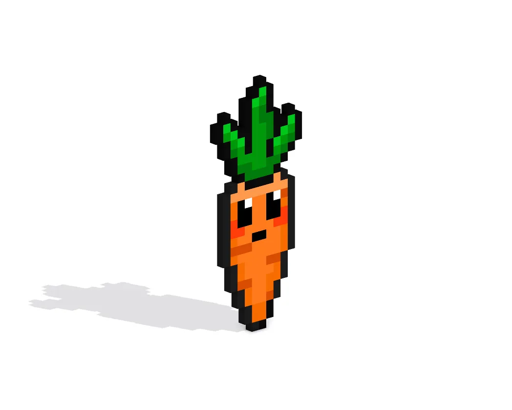 3D Pixel Art Kawaii Carrot