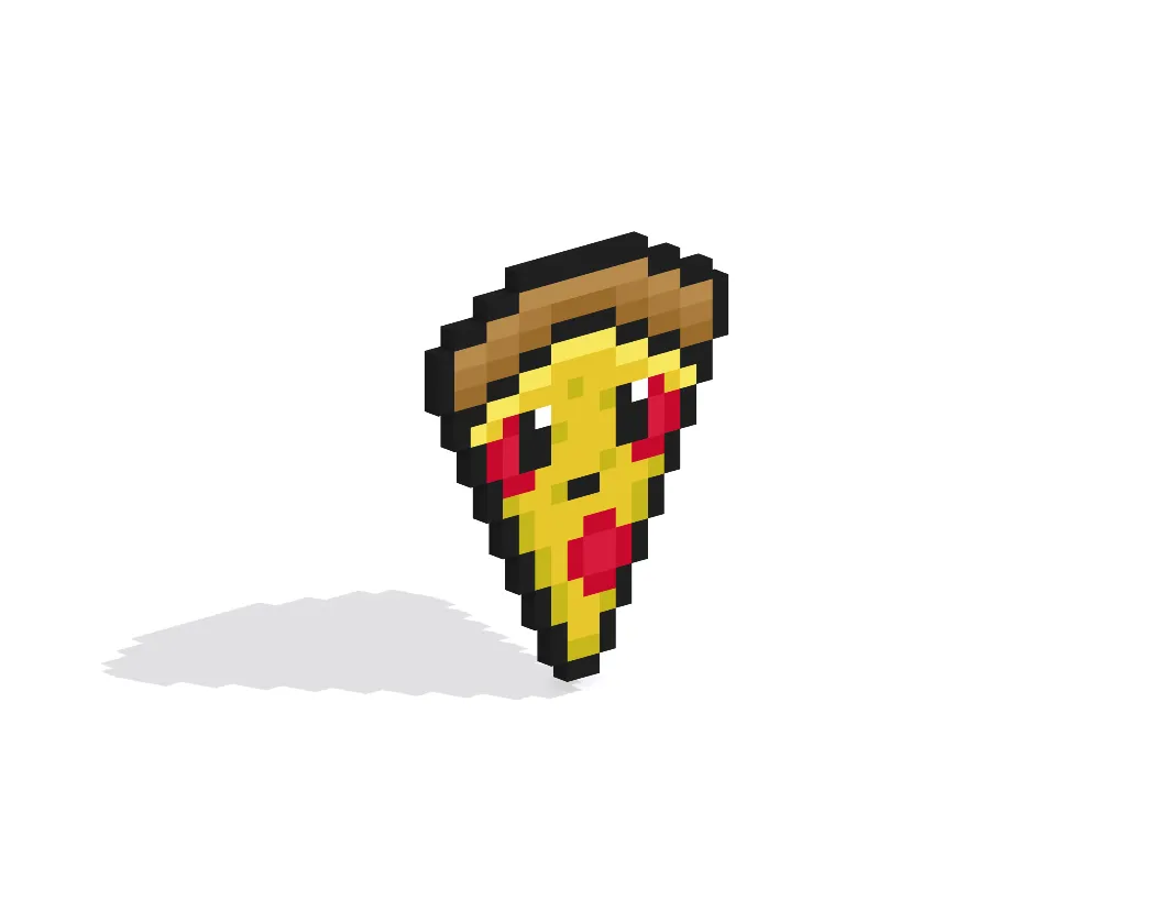 3D Pixel Art Kawaii Pizza