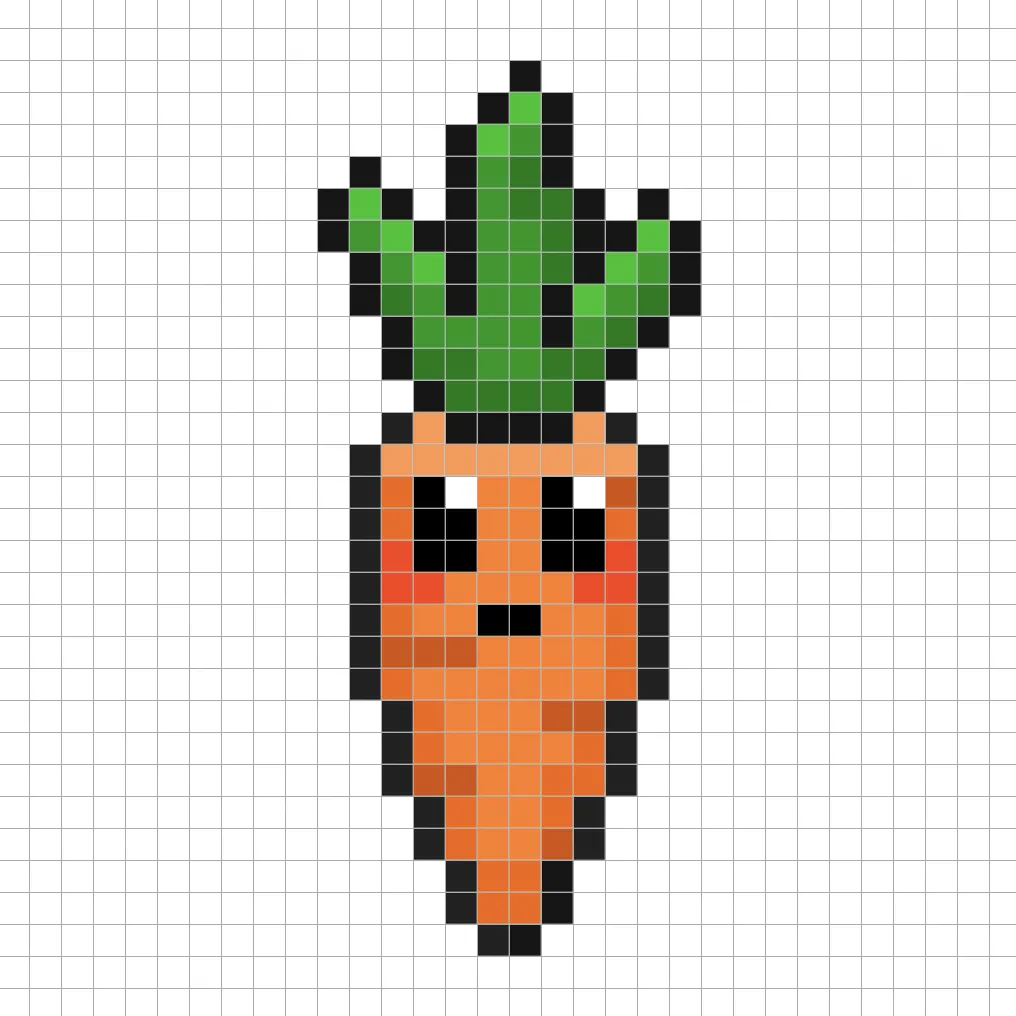 Highlights on the 8 bit kawaii carrot pixel art