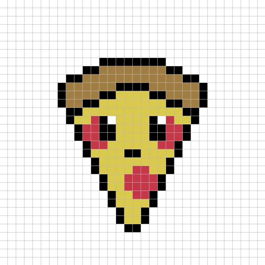 Simple kawaii pizza pixel art with solid colors