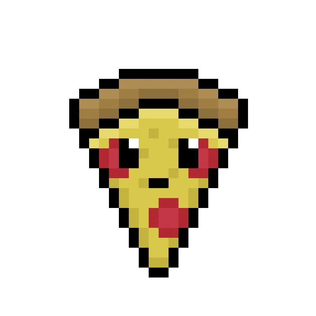 Kawaii pizza pixel art pizza on a white background